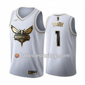 Camiseta Hombre NBA Charlotte Hornets Malik Monk 1 2019-20 Nike Blanco Golden Edition Swingman